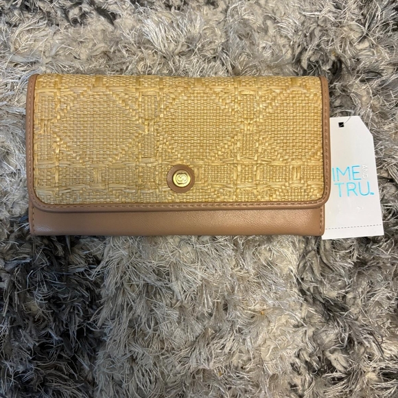 Time and Tru Handbags - Time and Tru Woven Gold and Tan Wallet